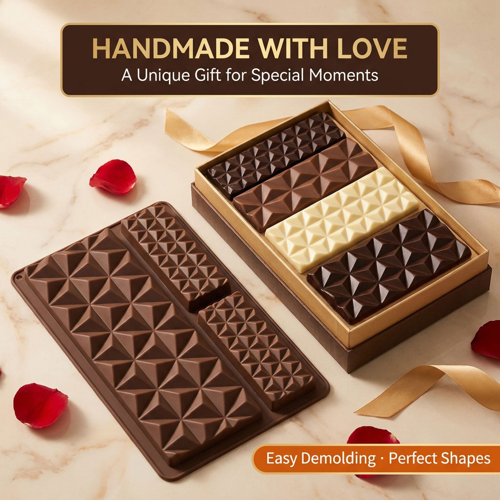 Tray Mold Rectangle - Cetakan Cokelat Silikon 2-in-1, Loyang Persegi