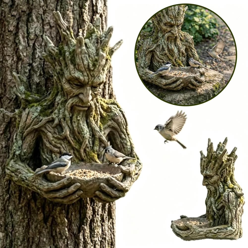Resin Art On Wood - Tempat Makan Burung Berbentuk Wajah Manusia