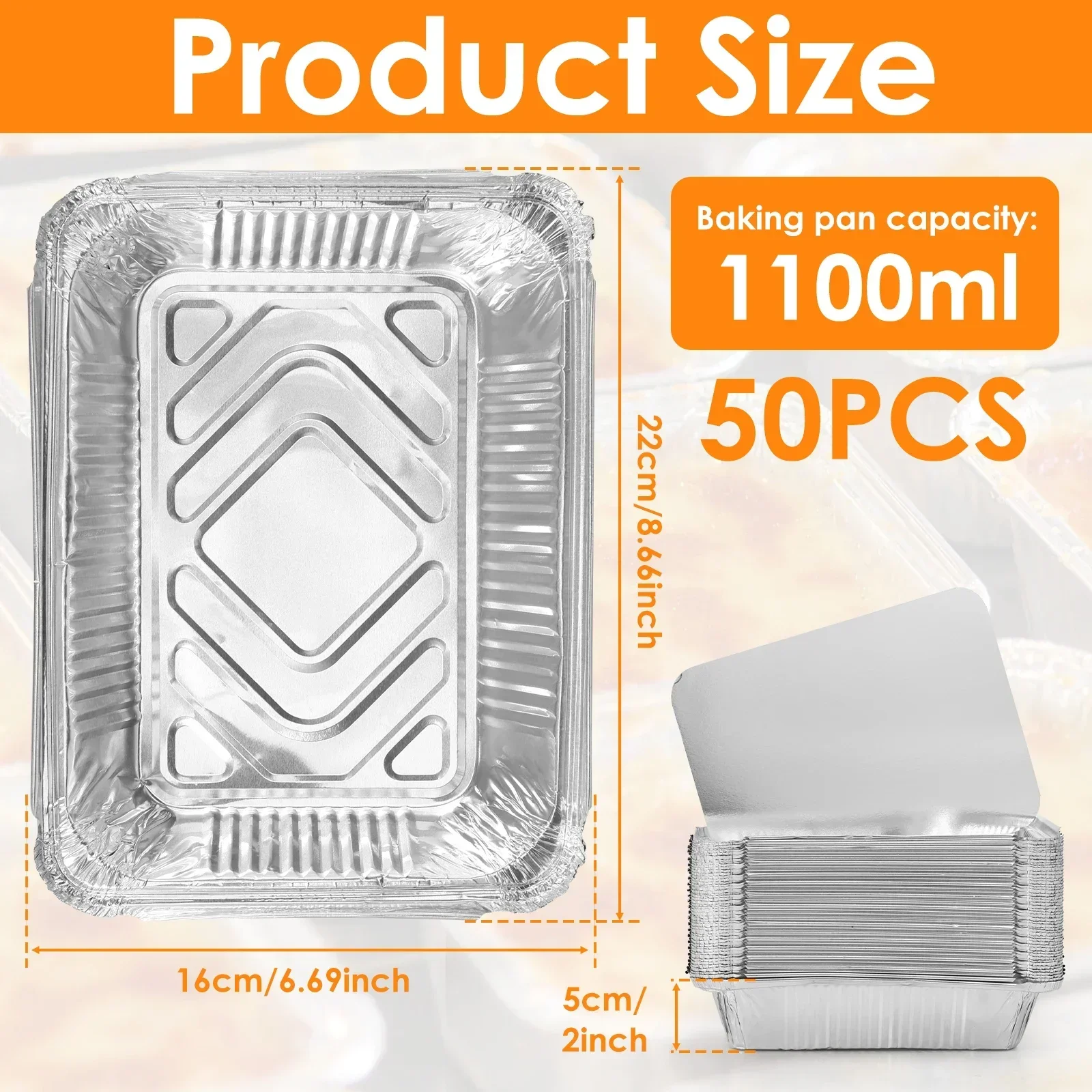 Tray Mold Rectangle - 50/100 Buah Nampan Aluminium Foil dengan