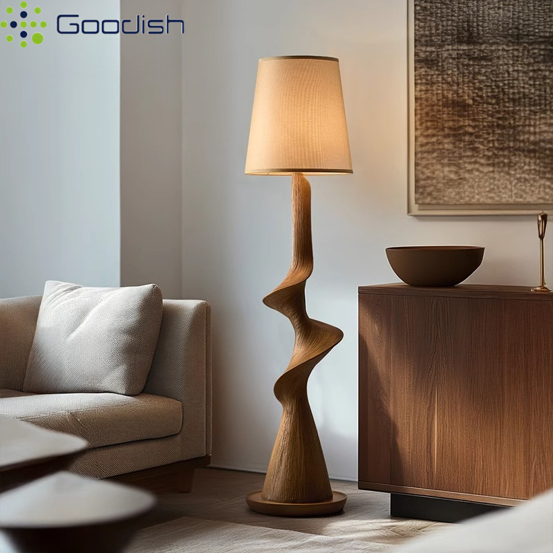 Resin Art On Wood - Lampu Lantai LED Kayu Lengkung Vertikal