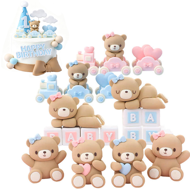 Resin Art Baby - Hiasan Kue Ulang Tahun Beruang Pink