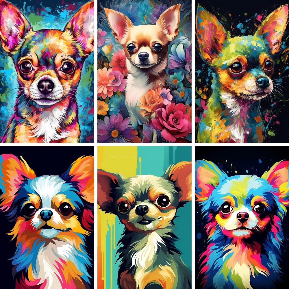 5D anjing Chihuahua DIY lukisa - Resin Art Wallpaper ulasan dan harga