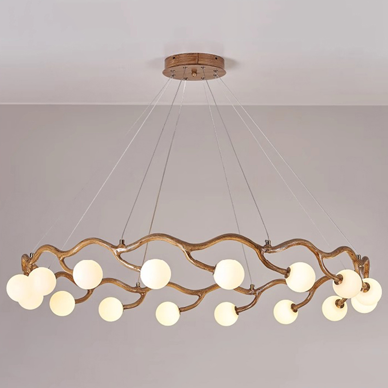 Lampu Gantung Kayu Kaca Putih  - Resin Art On Wood ulasan dan harga
