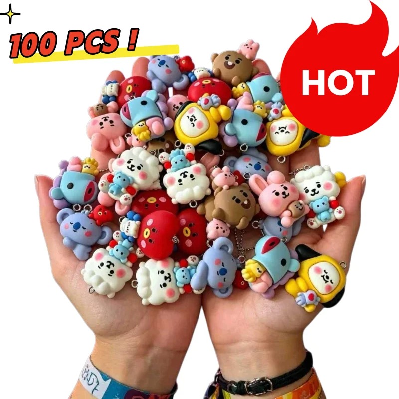 7pcs BT21 Resin Kartun Charm A - Resin Art Calligraphy ulasan dan harga